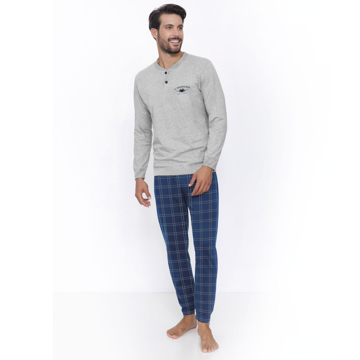 Pigiama uomo Il Granchio GP1040 in cotone grigio melange