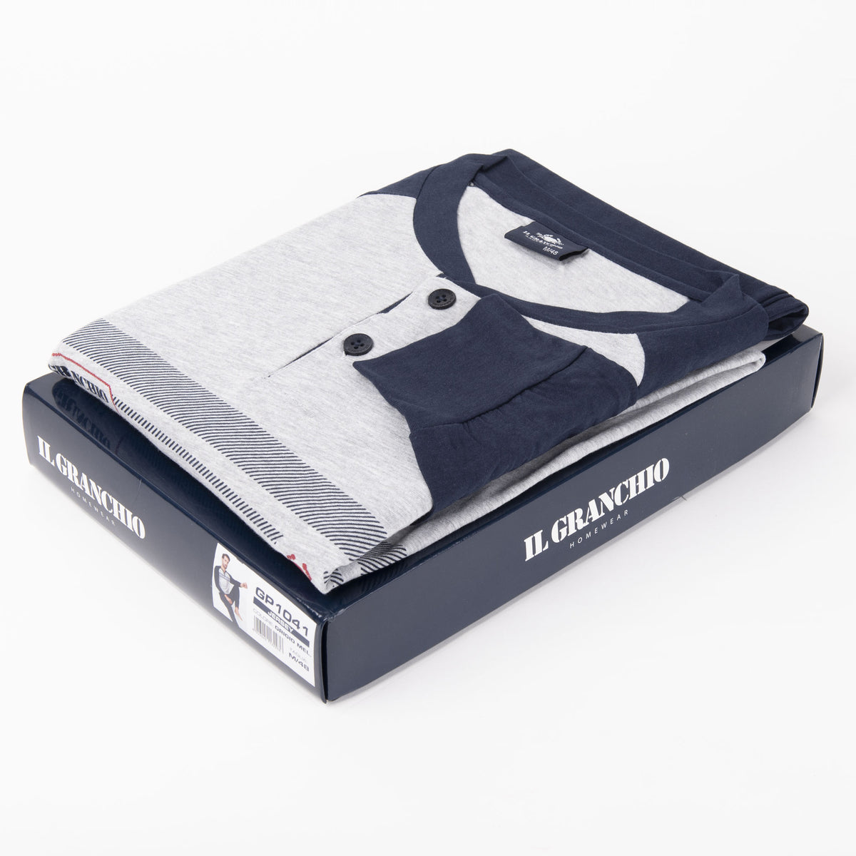 Pigiama uomo cotone leggero Il Granchio GP1041 grigio blu