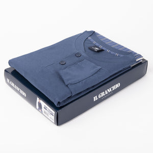 Pigiama uomo cotone leggero Il Granchio GP1042 a righe jeans