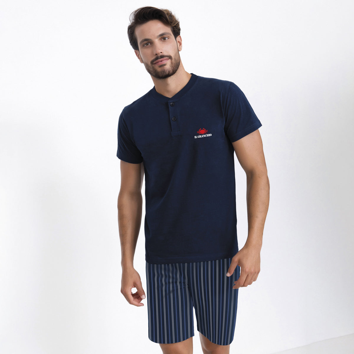 Pigiama uomo Il Granchio GP1050 corto estivo cotone oceano