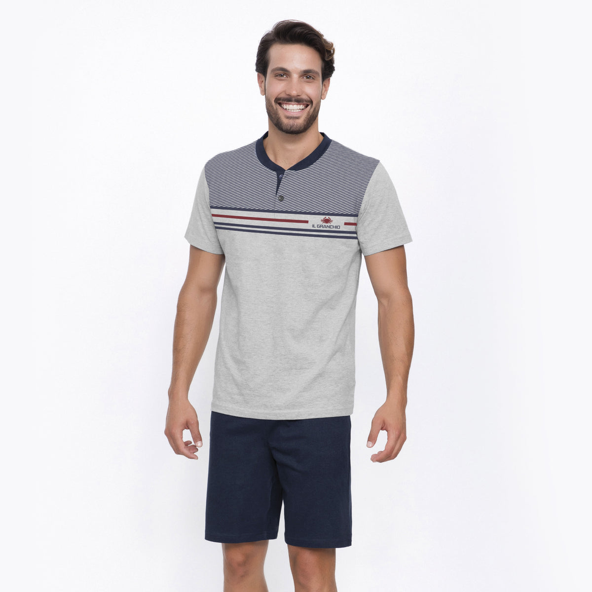 Pigiama uomo Il Granchio GP1054 corto estivo cotone grigio melange