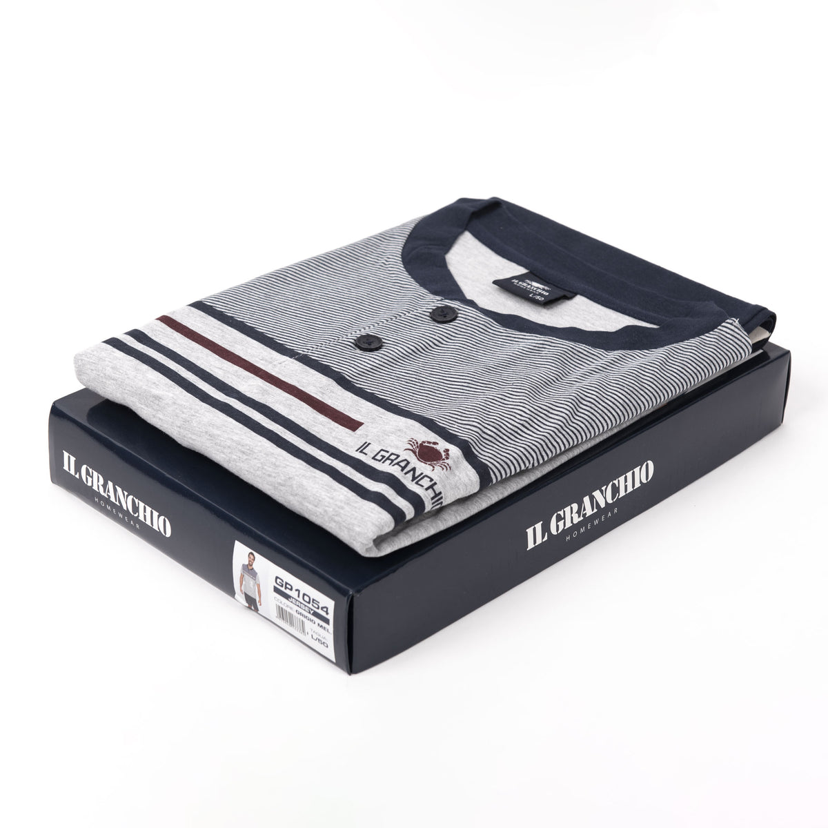 Pigiama uomo Il Granchio GP1054 corto estivo cotone grigio melange