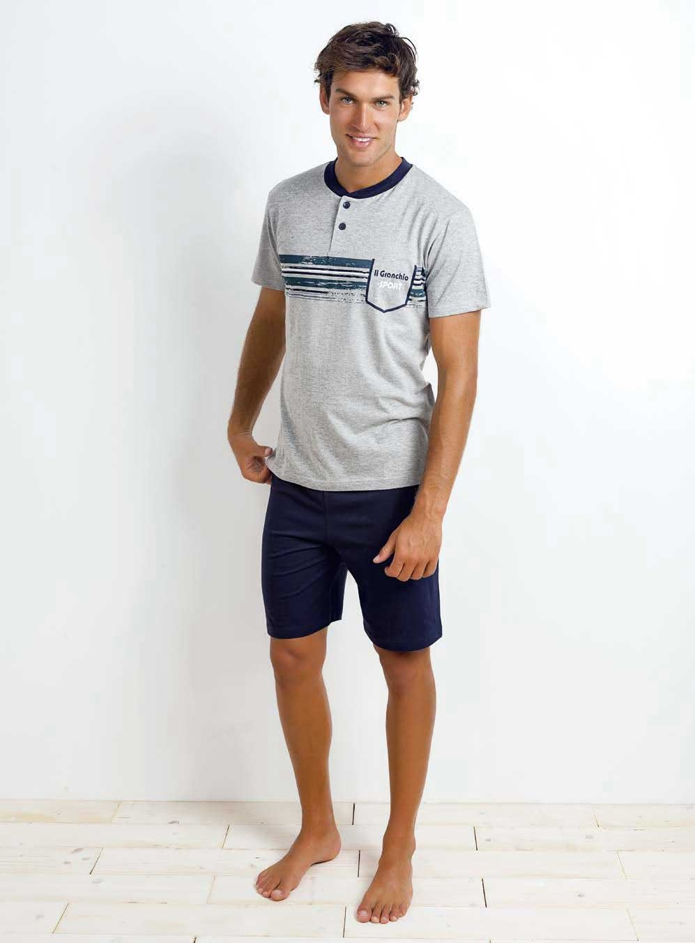 Pigiama uomo estivo Il granchio gp734 corto in cotone grigio