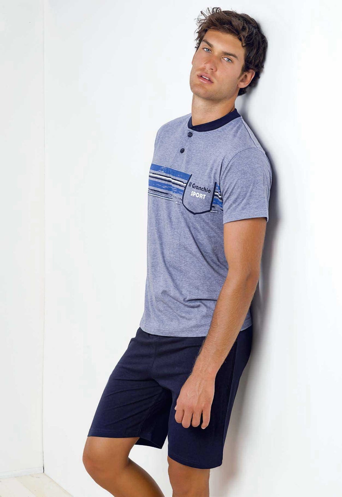 Pigiama uomo estivo Il granchio gp734 corto cotone jeans