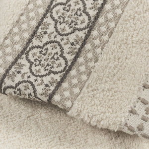 Vingi set asciugamani viso + ospite cotone Grace panna