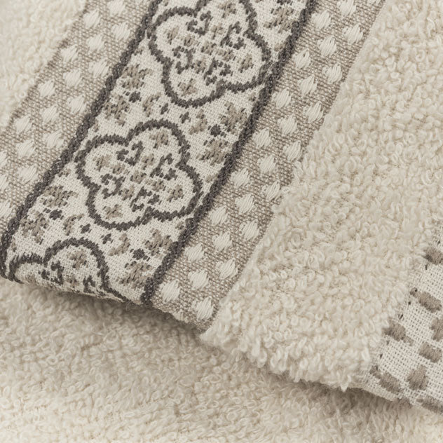 Vingi set asciugamani viso + ospite cotone Grace panna