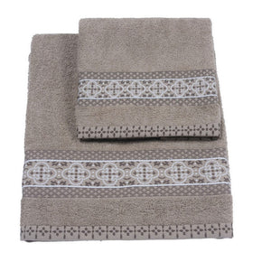 Vingi set asciugamani viso + ospite cotone Grace tortora