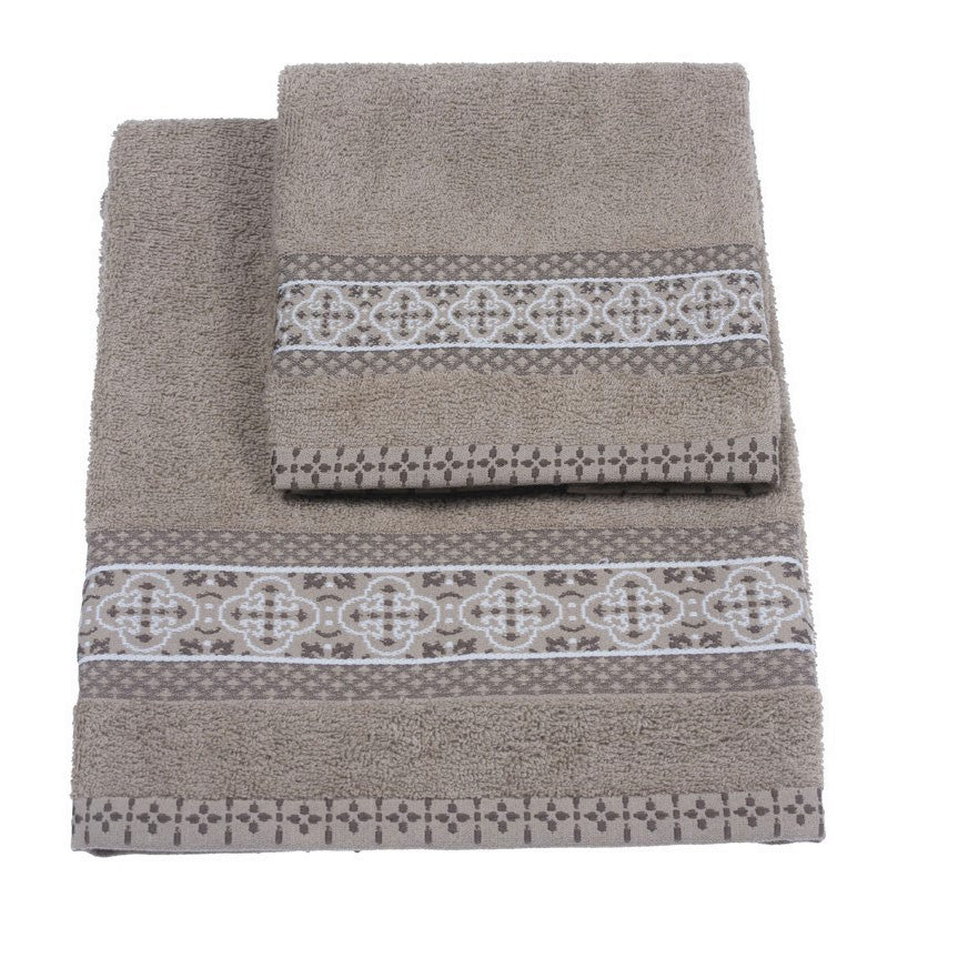 Vingi set asciugamani viso + ospite cotone Grace tortora