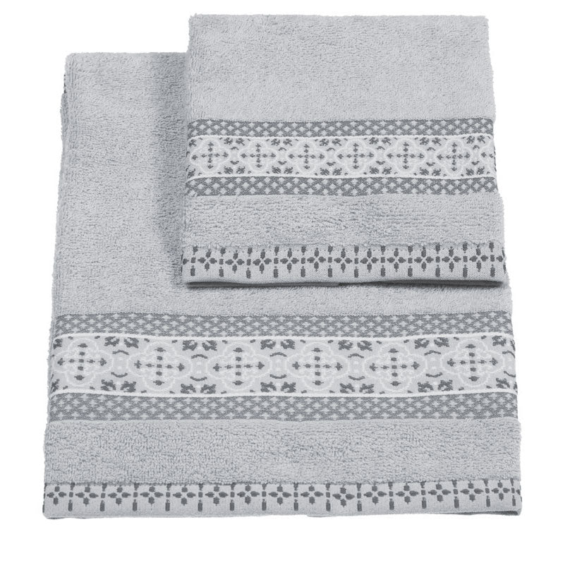 Vingi set asciugamani viso + ospite cotone Grace grigio