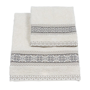 Vingi set asciugamani viso + ospite cotone Grace panna