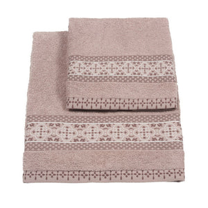Vingi set asciugamani viso + ospite cotone Grace rosa antico