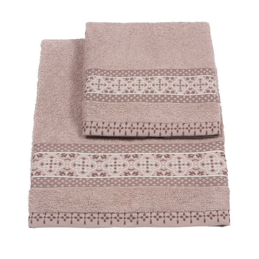 Vingi set asciugamani viso + ospite cotone Grace rosa antico