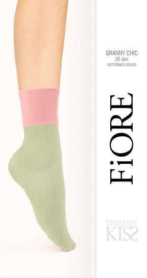 Calzino menta rosa 20 denari Fiore Granny Chic