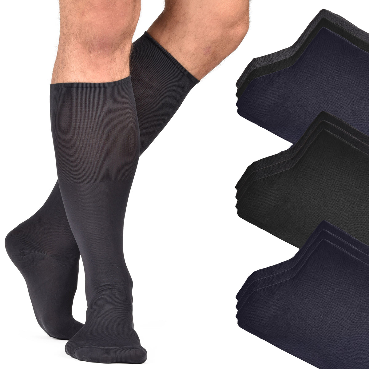Calze lunghe uomo in microfibra elasticizzata 3 paia