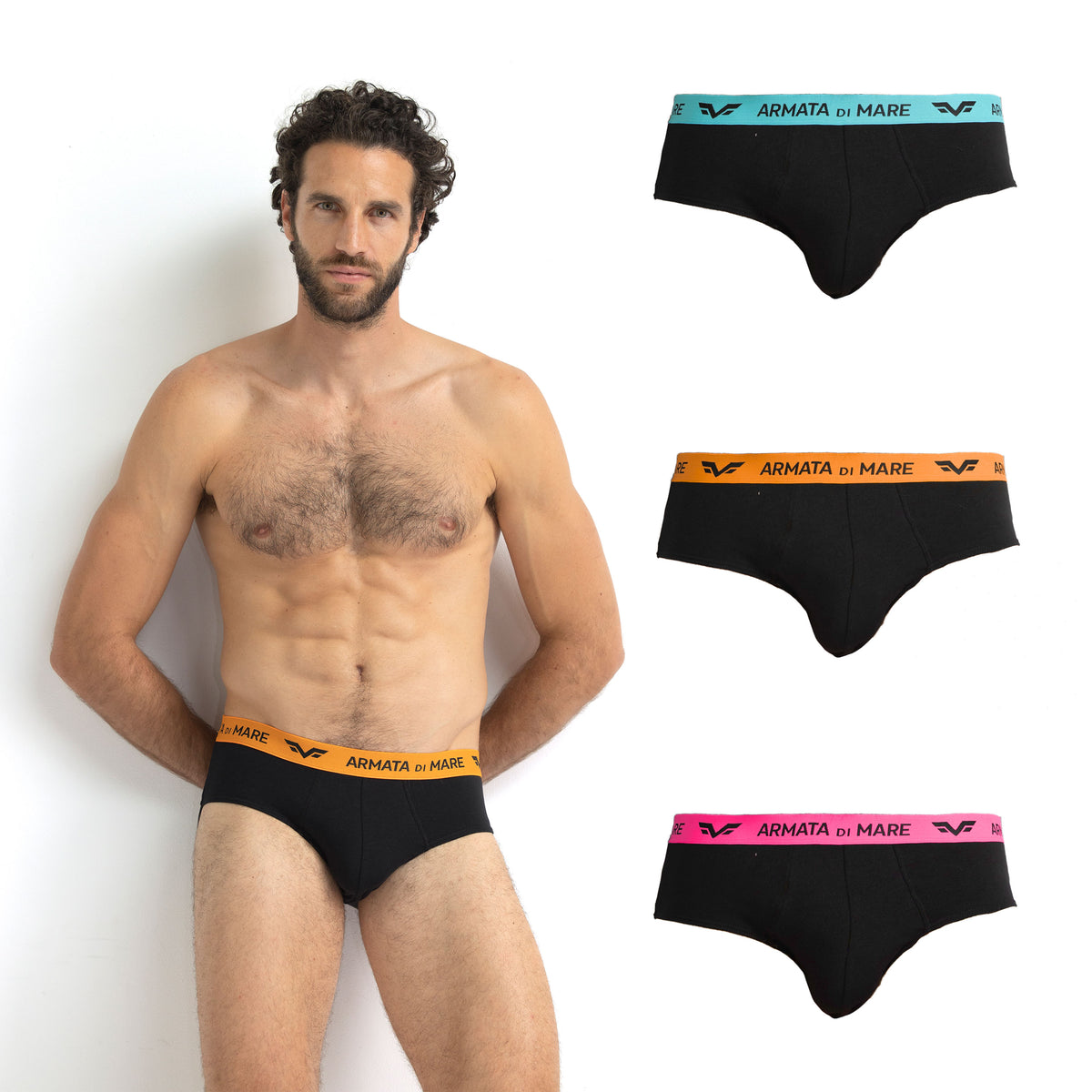 Slip Armata di Mare GT2382 elastico logato 3 pezzi