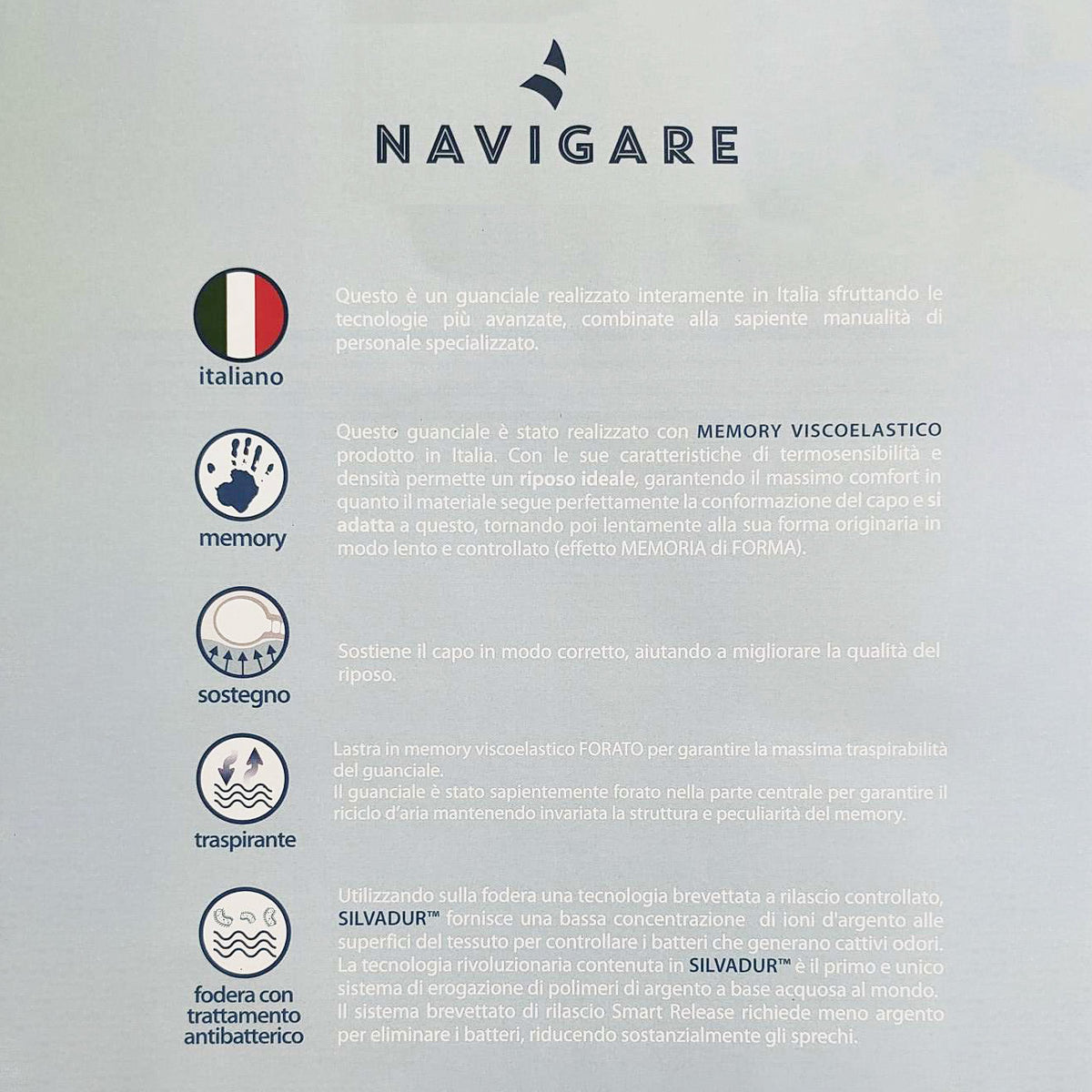 Guanciale memory Navigare viscoelastico forato