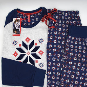Pigiama donna invernale Admas 54562 caldo cotone fiocchi di neve