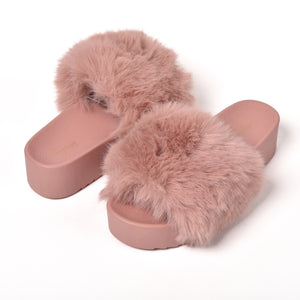Pantofole donna con fascia di pelliccia soffice Preziosa 0075 rosa