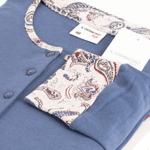 Pigiama donna caldo cotone blu royal fantasia Il Granchio GP6006