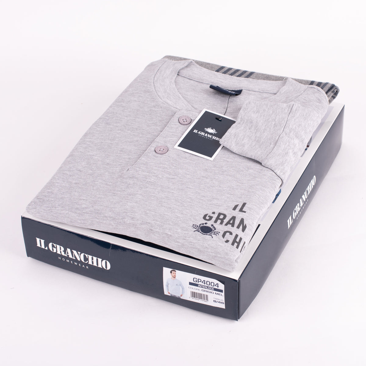 Pigiama uomo Il Granchio GP4004 caldo cotone grigio melange