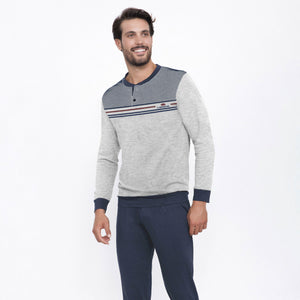 Pigiama uomo cotone primaverile Il Granchio GP1046 grigio melange