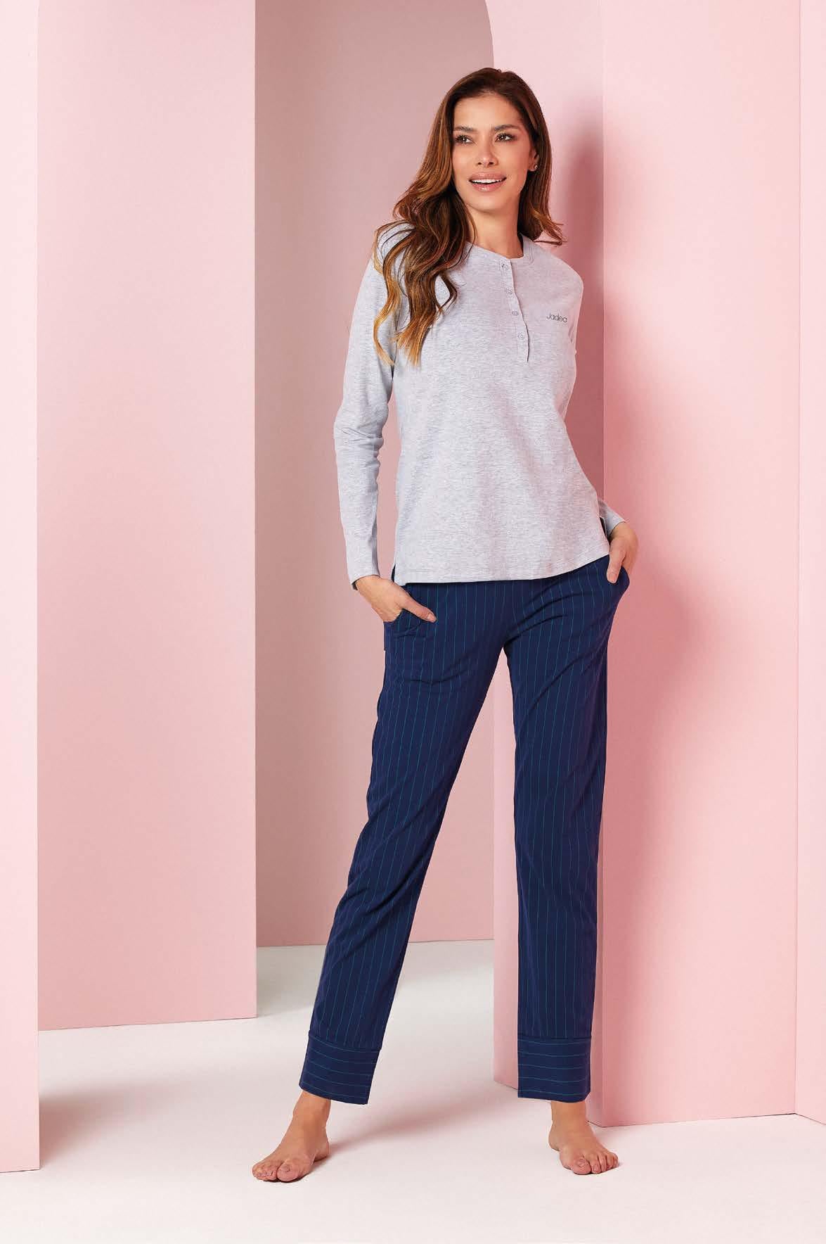 Pigiama donna serafino in caldo cotone Jadea Home 5175