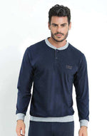 Pigiama uomo Enrico Coveri ep8097 in cotone blu