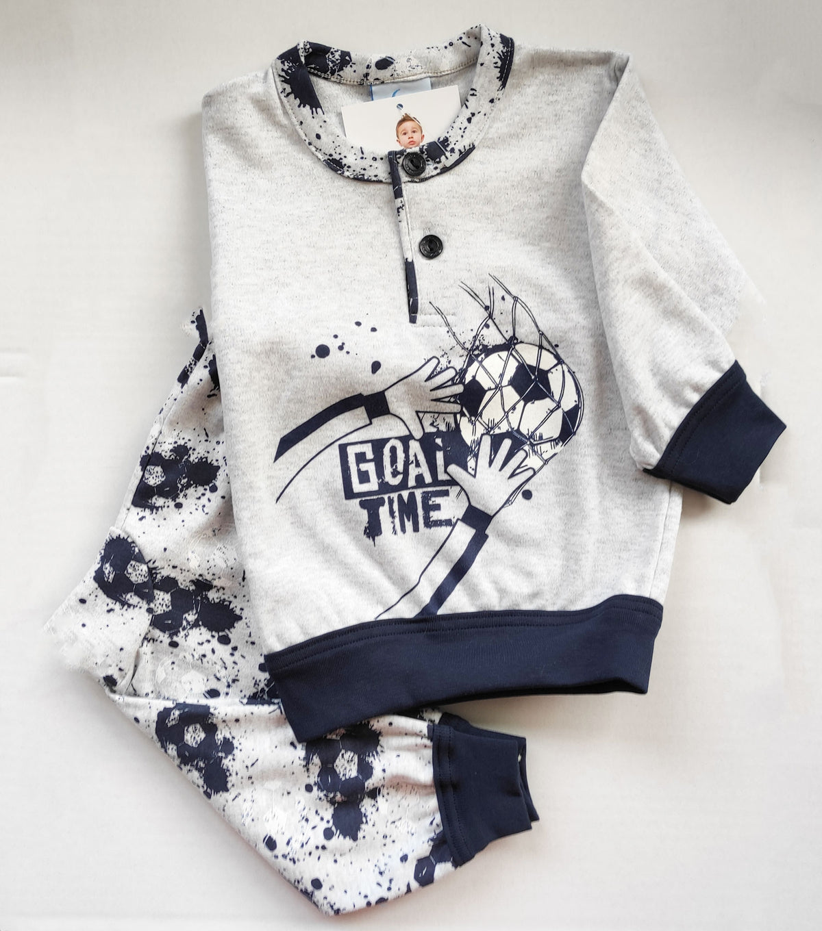 Pigiama Gary Neonato bambino pallone goal caldo cotone H10012