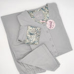 Pigiama donna Infiore viscosa dettagli in raso jungle grigio perla JNG 5392