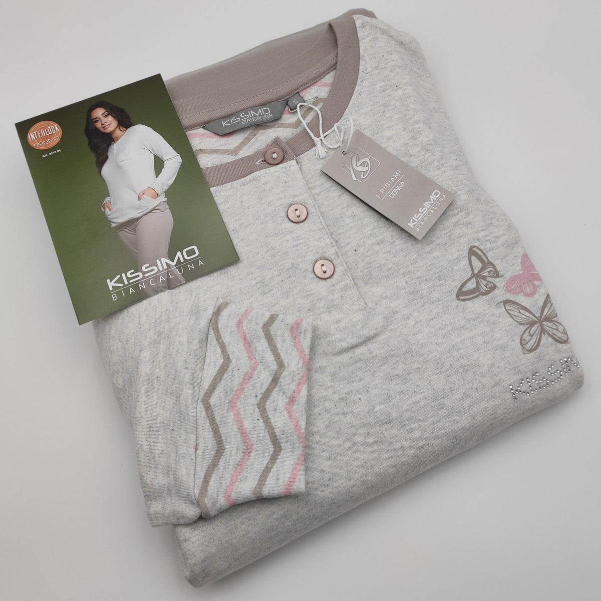 Pigiama da donna Biancaluna 2010IN lungo caldo cotone beige