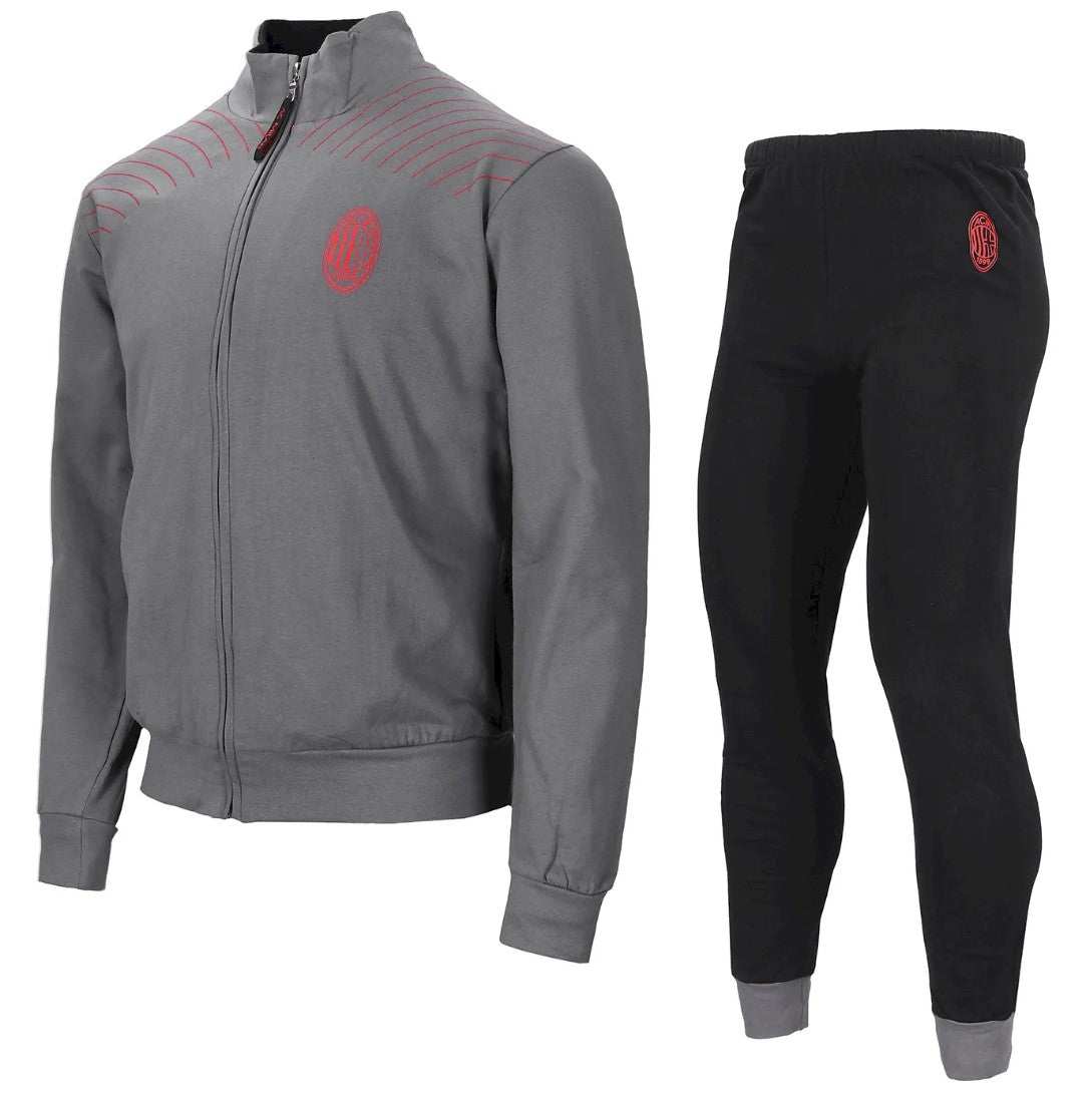 Pigiama tuta uomo Milan zip cotone felpato B2MI14117 antracite