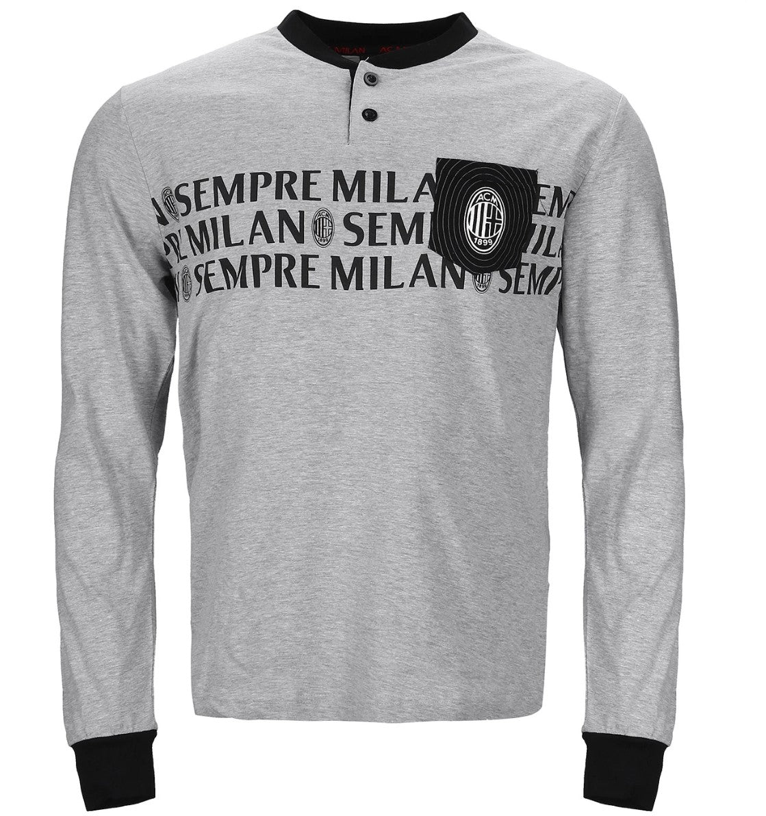 Pigiama uomo Milan serafino cotone leggero B2MI14120 grigio melange