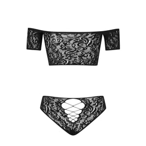 Sexy set top + mutandine Obsessive Inessita pizzo nero 2 pz.