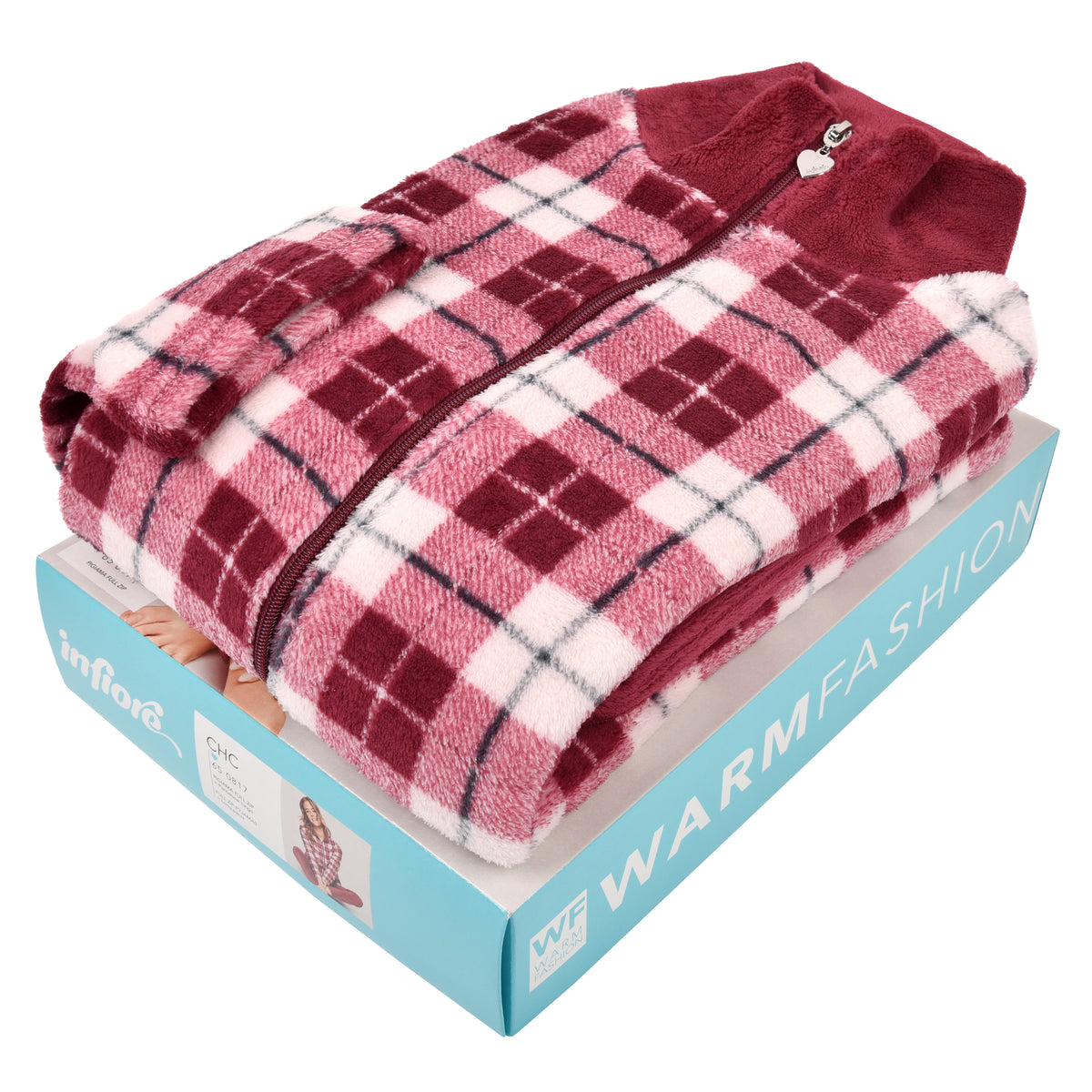 Pigiama donna invernale coral collo alto amaranto infiore CHC0817