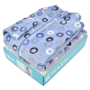 Pigiama donna invernale coral collo alto celeste infiore FNC0819