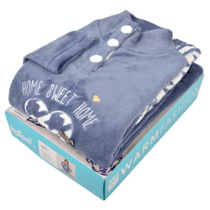 Pigiama donna invernale coral collo alto denim infiore HML0813