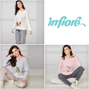 Pigiama donna serafino caldo cotone Infiore SWR1478