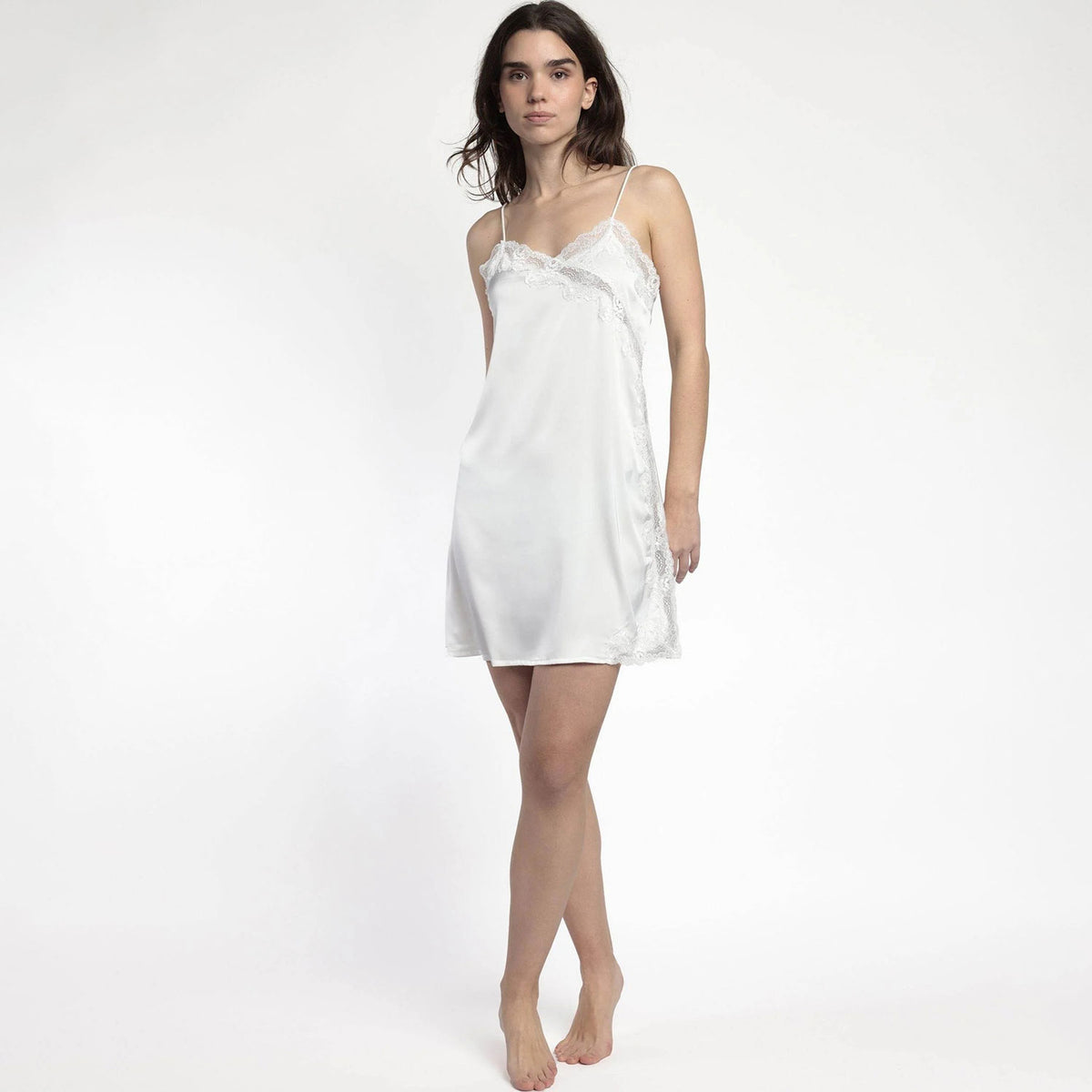Camicia da notte pizzo e raso Admas 61380