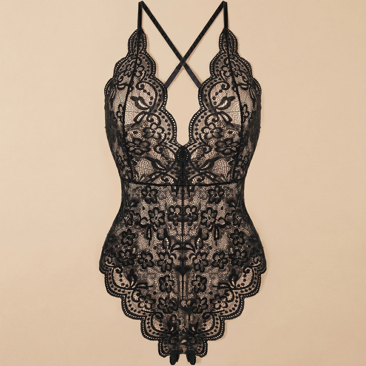 Body sexy pizzo semitrasparente floreale Iyali Enrica