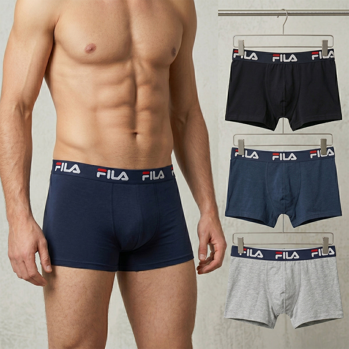 Boxer uomo cotone elasticizzato Fila FU5232 - 3 pezzi