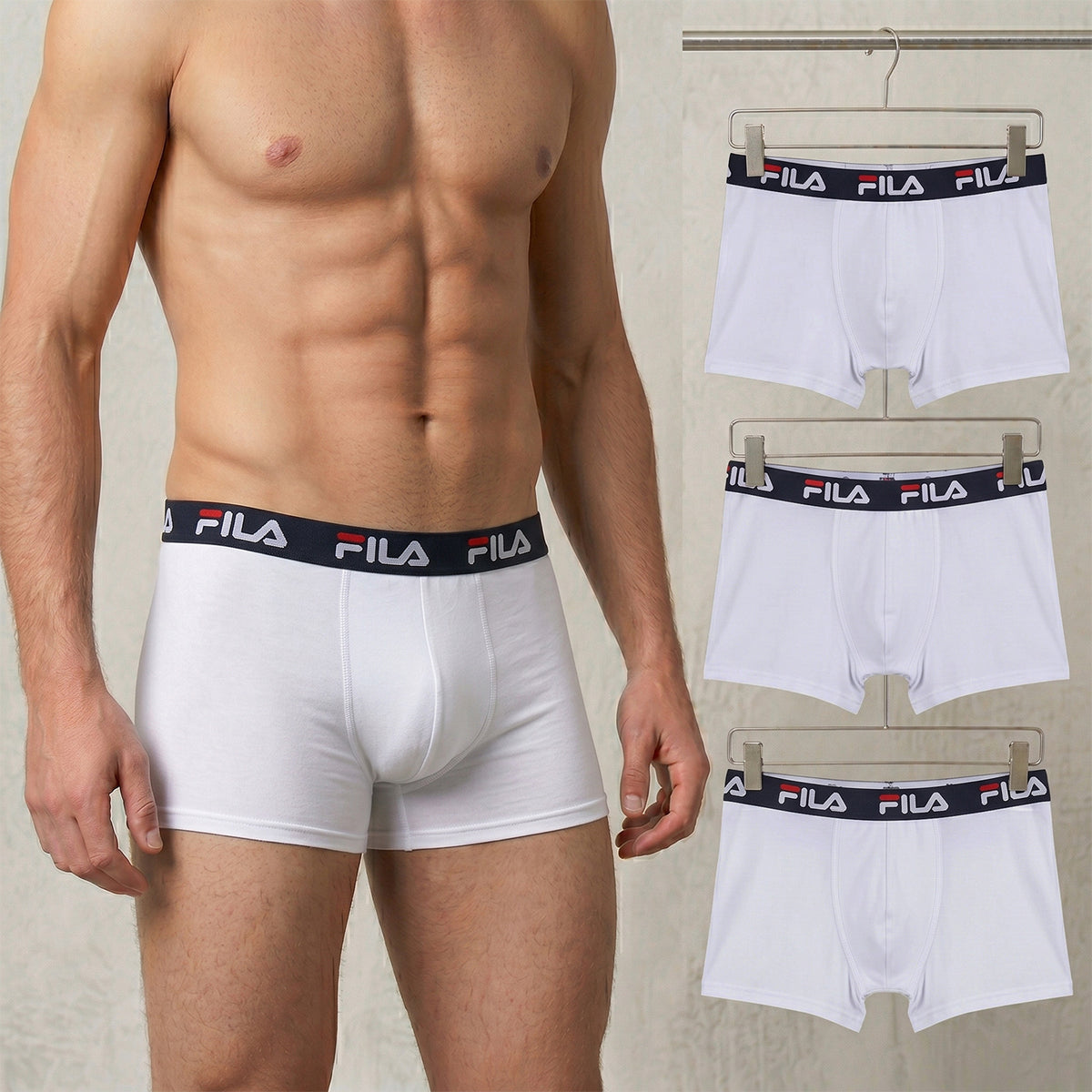 Boxer uomo cotone elasticizzato Fila FU5232 - 3 pezzi