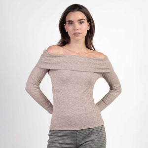 Maglia donna a coste con scollo a spalle scoperte Admas 43663