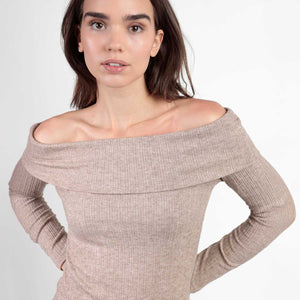 Maglia donna a coste con scollo a spalle scoperte Admas 43663