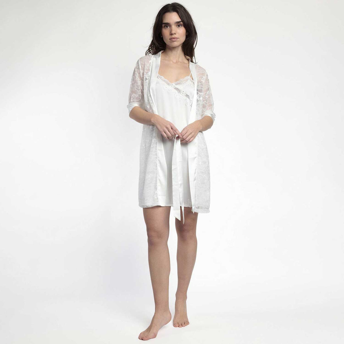 Vestaglia elegante in pizzo e similraso Admas 67227