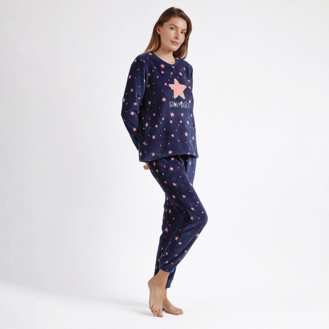 Pigiama Donna in caldo pile coral con stelline Admas 60404
