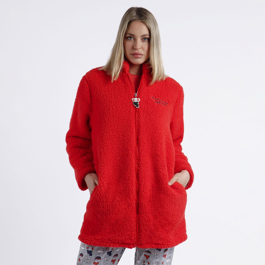 Giacca da Camera in pile sherpa rossa Admas 67038