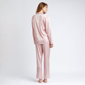 Pigiama donna in raso leopardato rosa aperto Admas 56173