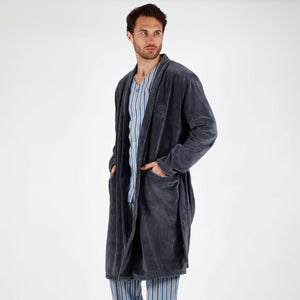 Vestaglia uomo in ciniglia gessata Admas 57527