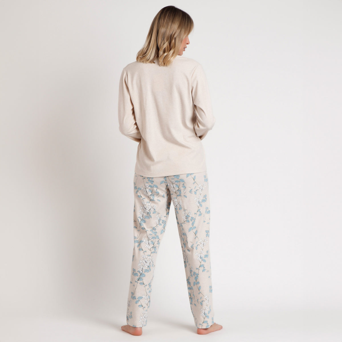 Pigiama caldo cotone scollo a V pizzo Admas Garden 62619