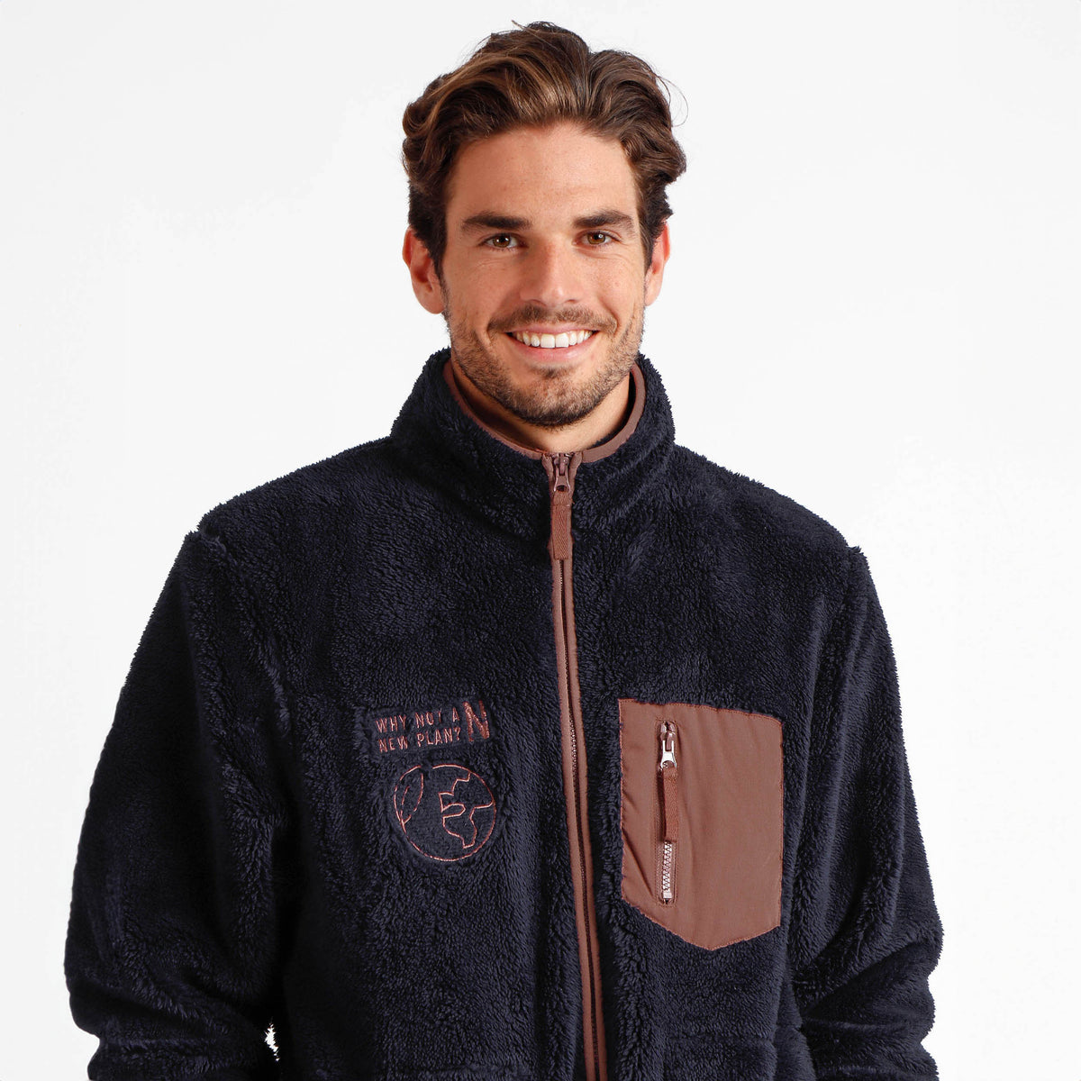 Giacca da camera uomo a collo alto pile coral Admas 67094